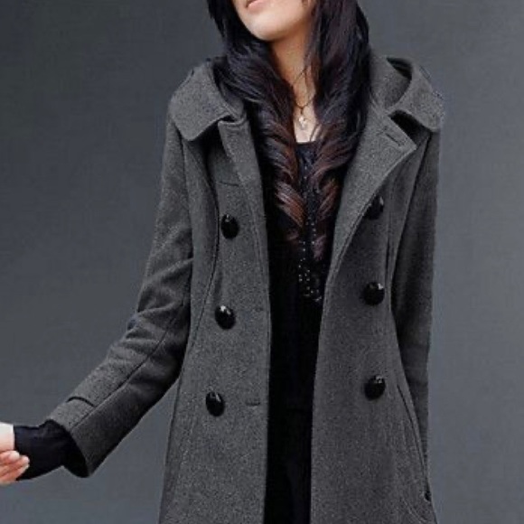 Forever 21 Jackets & Blazers - Forever 21 Gray Wool Double Breasted Pea Coat